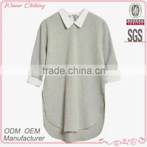 Hot Style Grey and White Custom T-shirt With Short Front Long Back Design thumbnail-1