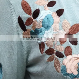 Vintage Embroidered Flowers Sweater for Old Women thumbnail-4