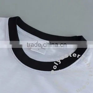 Blank 100% Polyester Ringer T-shirt for Men White Color Black Rib Baseball Tshirt Top Tees Sublimation Print Available thumbnail-2