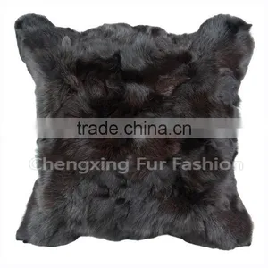 CX-D-107C Cheap Price and High Qaulity Genuine Fox Fur Patchwork Chair/Sofe Cushion Cover thumbnail-1