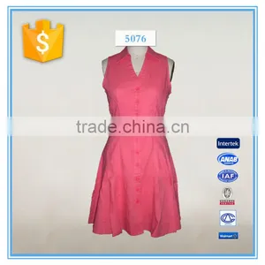 Red Sexy Mature Pictures Shirt Neck Office Party Dress For Ladies thumbnail-1