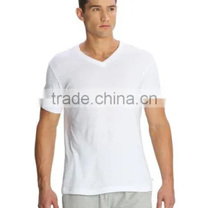 Slim Fit Soft-touch Jersey Mens V-neck Plain White Cotton t Shirt thumbnail-2