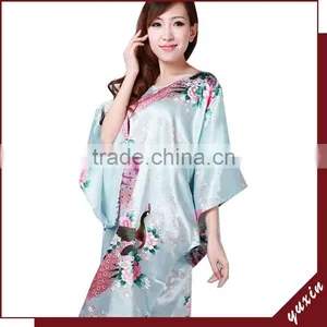 New Style Women Peacock Satin NightGowns,Satin Night Dress NG005 thumbnail-1