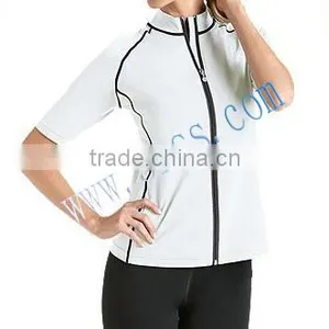 Ladies White Short Sleeve Rash Jacket thumbnail-1
