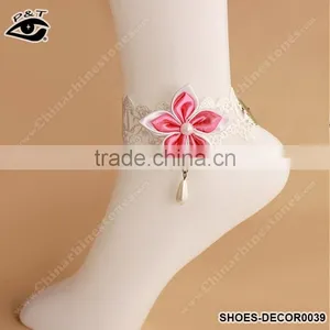 Fashion Feet Chain Flower Designs Lace Ribbon Anklets For Young Girl thumbnail-1