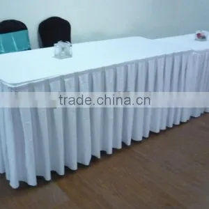 100%polyester Jersey Stretch Box Pleats Table Skirting Party Polyester Plisse Table Skirting thumbnail-3