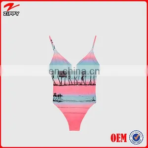Factory Price Wholesale 100% Cotton Women Sexy Printed Swimsuit One Piece Swimsuit thumbnail-4