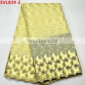 2017 Top Quality Sequin Lace Fabric Swiss Lace 100% Cotton Fabric Lace Fabric African thumbnail-2