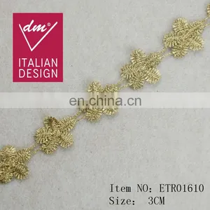 Top Hot Design Fashion Flower Gold Lurex Tape for Wholesale Trim thumbnail-1