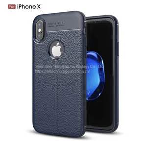 New Arrival Litchi Grain 360 Full Protective Soft TPU Leather Shockproof Phone Cover Case for Apple IPhone X thumbnail-3