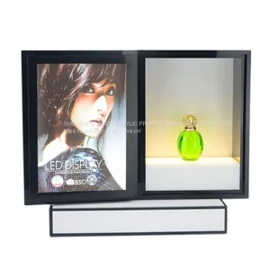 Acrylic Makeup Organizer Perfume Display Rack Cosmetic Advertising LED Display Stand 7454 thumbnail-1