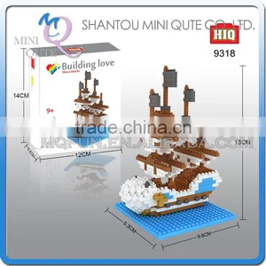 Mini Qute HIQ Anime One Piece Thousand Sunny Going Merry Pirate Ship Plastic Building Cartoon Model Educational Toy NO.9318 thumbnail-1