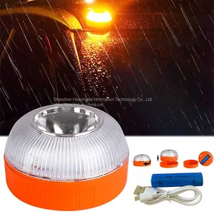 Spain V16 Automobile Emergency Warning Lamp NB Communication Belt GPS Positioning Yellow Light Flash Lamp Traffic Strong Magnetic Charging thumbnail-3