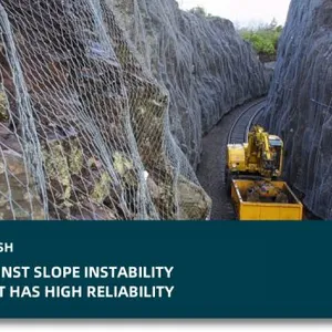 Slope Protection System Rockfall Netting 2.0mm 3.0mm 4.0mm High Tensile Steel Wire Mesh Netting Rockfall Barriers thumbnail-3