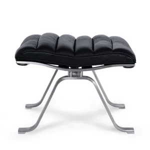 Ari Chair & Ottoman Complete Set, Black Leather Ergonomic Lounge Chair With Matching Footrest for Relaxation & Decor thumbnail-5