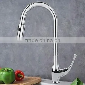High Solid Brass Pull Out Swan Kitchen Faucet thumbnail-1