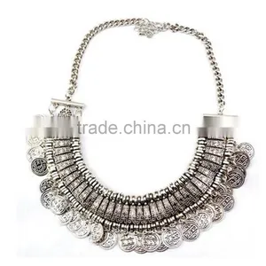 Vintage Silver&gold Plated Coin Tassel Statement Necklace Elegant Jewelry thumbnail-3