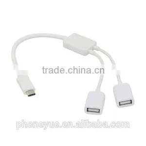 USB 3.1 Type C to Dual 2 Port USB 2.0 HUB Adapter for Macbook and Tablet pc thumbnail-1