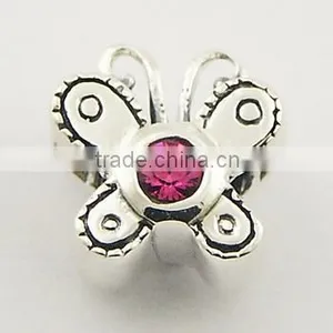 Adorable Sterling Silver Butterfly Austrian Crystals Bead thumbnail-1