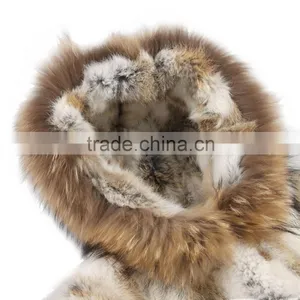QD5947 Newly Design Special Fur Styles With Raccoon Collar 2016 Knit Rabbit Fur Coats Girls thumbnail-3