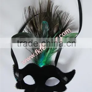 Blue Peacock Feather Carnival Mask Halloween For Party Decorations thumbnail-4