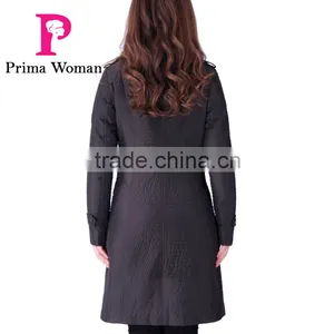 2016 Spring Fashion Long Slim Fit Women Coat With Paint Button thumbnail-5