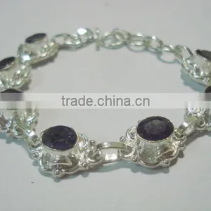Faceted Amethyst Gemstone Metal Bracelets thumbnail-1