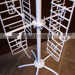 White 4 Sided Retail Metal Hanging Floor Display Peg Hook Spinner Rack 69 In. thumbnail-3