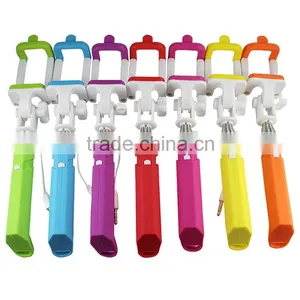 High Margin Products Wired MINI Monopod Rainbow Color Selfie Pole With Cable Promotional Gifts Shenzhen Pocket Selfie Stick thumbnail-3