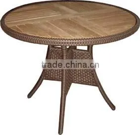 Wood Table Top Outdoor Wicker Table thumbnail-2