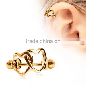 Cartilage Earring Gold Ring Heart Ear Tragus Jewelry thumbnail-1