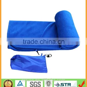Royal Blue Lightweight Polyester Polar Fleece Airline Travel Home Blanket With Pouch thumbnail-1