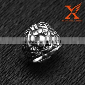 In Stock Man Jewelry Top Quality Luxury Wholesale Cheap Custom Hand Made Stainless Steel Casting Lion Shape Ring thumbnail-1
