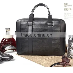 Mens Black Genuine Leather Laptop Shoulder Document Bag thumbnail-2