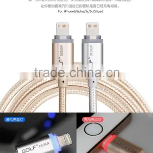 Fast Charging and Transmission Speed LED Metal Cable ,Golf LED Metal Braided Usb Cable for Lighting Smart Phone thumbnail-3