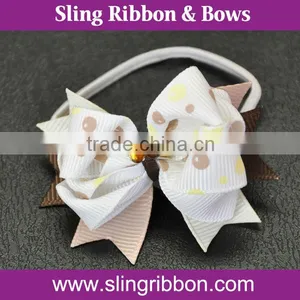 Cute Dots Printed Ribbon Barrette With Band Wholesale thumbnail-1