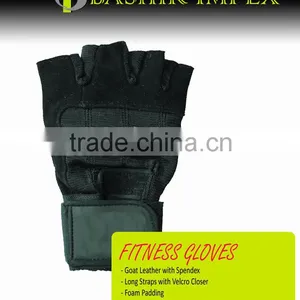 BLACK BODYBUILDING FITNESS GLOVES, WORKOUT GLOVES, LEATHER GLOVES thumbnail-1