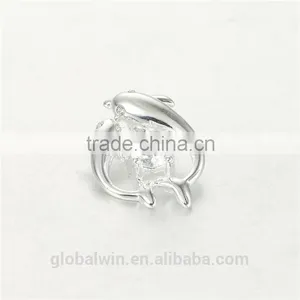 S925 Sterling Silver Lovely Animel Dolphins Crystal Pendant For Necklace thumbnail-2