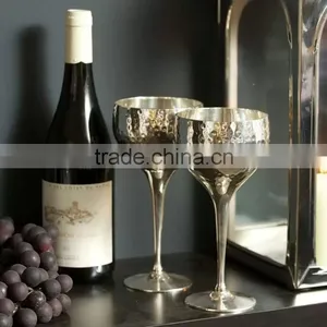 Hammered Brass Wine Goblet thumbnail-1