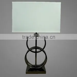 Black Plated Metal Base With White Fabric Lampshade Bedside Table Lamp Hotel Table Lamp thumbnail-1