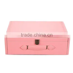 Chinese Factories Wholesale Custom High-grade Leather Dressing Case, Pink Makeup Box thumbnail-2
