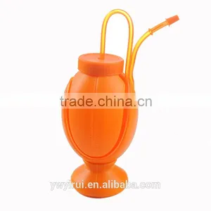 Rugby Shape Plastic Cup With Straw thumbnail-3