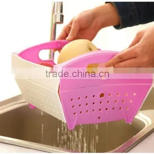 Kitchen Plastic Folding Plastic Fruit Vegetable Basket Dropping Water Basket Vegetables Drop thumbnail-1