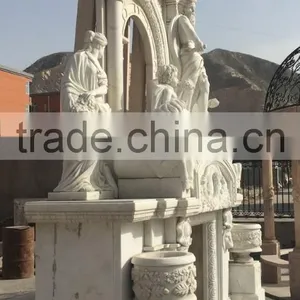 Freestanding White Marble Statue Double Decorative Fireplace Mantel thumbnail-4