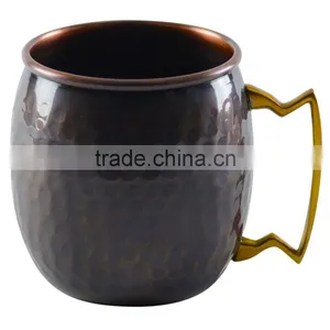 Antique Copper Mugs for Vodka, Moscow Mule Drink Copper Mugs, Hammered Copper Mugs thumbnail-2