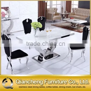 Hot Cake Marble Dining Table With Strong Stainless Steel Base thumbnail-5