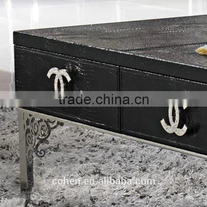 2015 New Arrival Stainless Steel Legs Black Crocodile pu Covering Center Coffee Table thumbnail-2