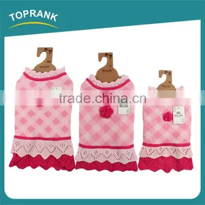 Cheap Dog Clothes Bulk Winter Pink Hand Knit Female Dog Sweater Dresses thumbnail-2