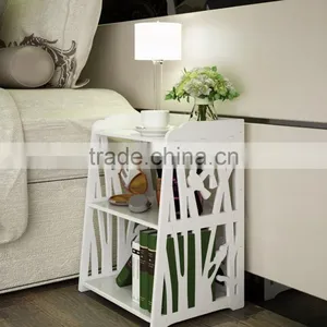 Small Plastic-Wood White Bed End Table Nightstand Bathroom Cabinet Kids Furniture Table Bookcase thumbnail-1