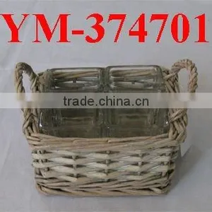 Good Quality Square Wicker Ancient Candle Holder With Handle thumbnail-1